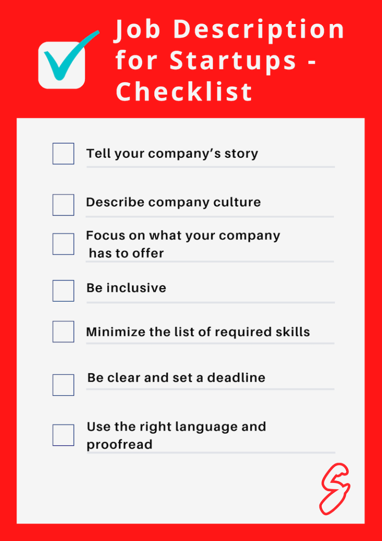 job description checklist for startups