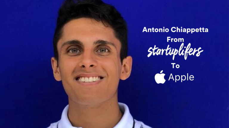 antonio smiling, with the caption Antonio Chippetta from startuplifers to Apple
